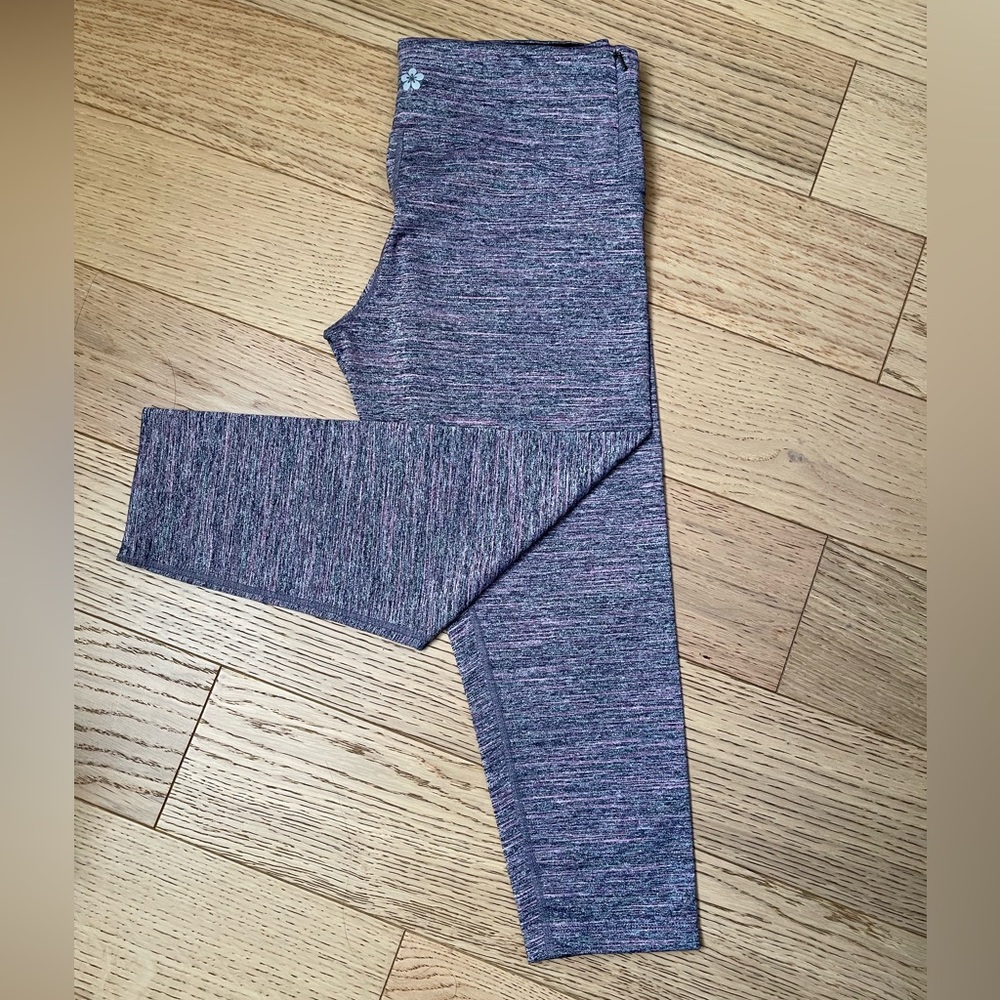 Tuff Athletics Pink Grey Heather Workout Capri Tights Medium